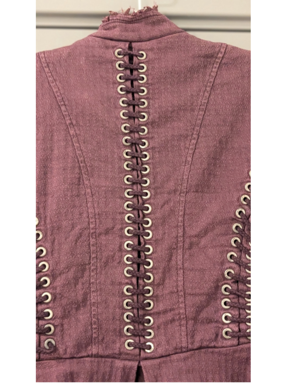 Women's Free People Distressed Lace-Trim Jacket, Size Small /P -Purple/Brown - Picture 7 of 10
